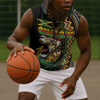 Personalized Jamaican Reggae-One Love Sleeveless Hoodie Tribal African Pattern and Roaring Lion - Wonder Print Shop