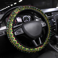 Jamaican Reggae-One Love Steering Wheel Cover Tribal African Pattern and Roaring Lion - Wonder Print Shop