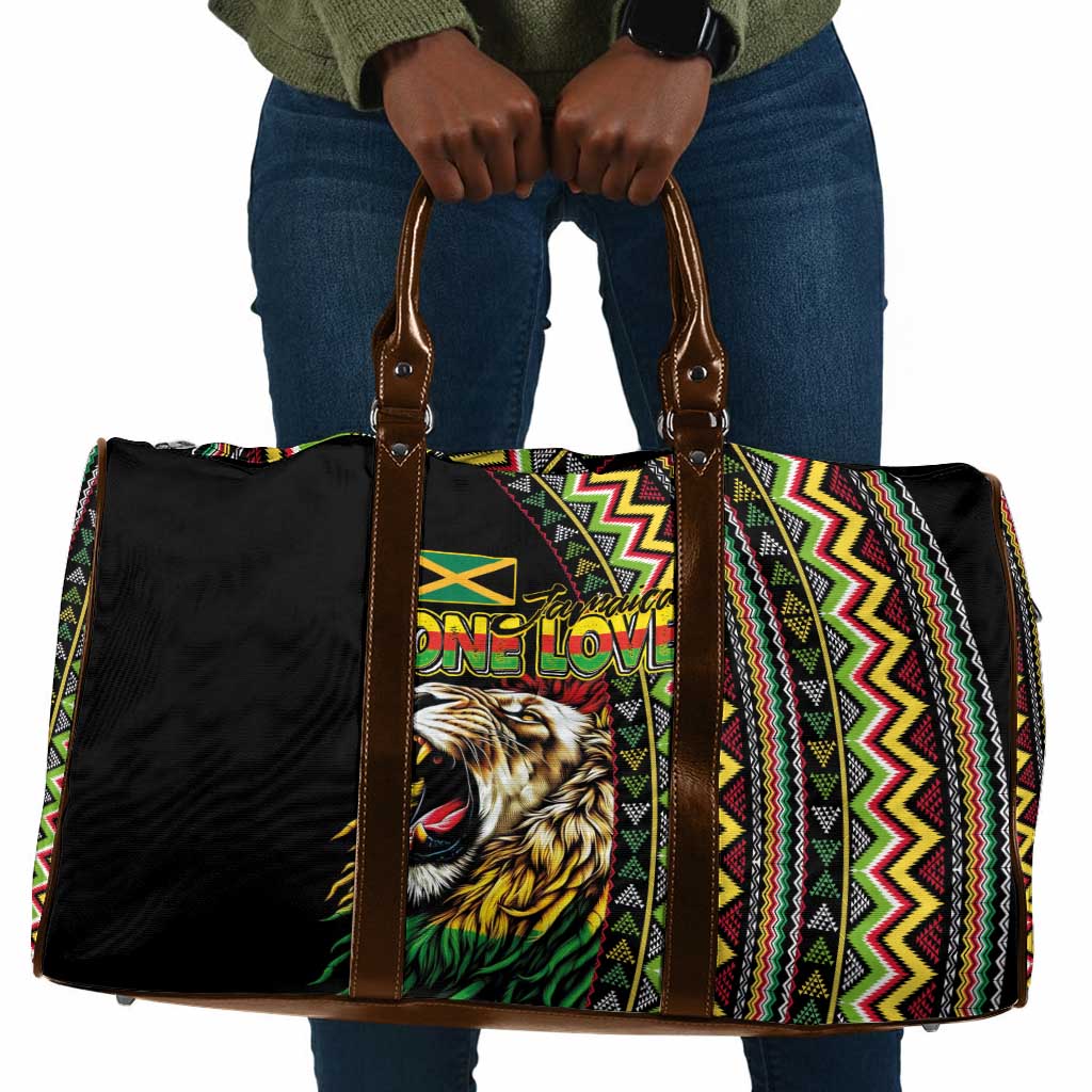 Jamaican Reggae-One Love Travel Bag Tribal African Pattern and Roaring Lion - Wonder Print Shop