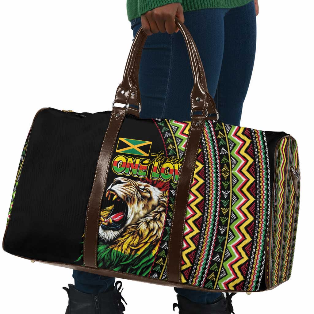 Jamaican Reggae-One Love Travel Bag Tribal African Pattern and Roaring Lion - Wonder Print Shop