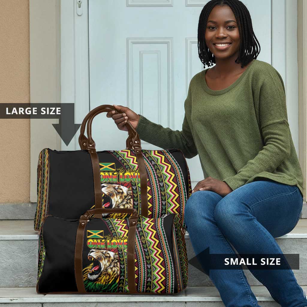 Jamaican Reggae-One Love Travel Bag Tribal African Pattern and Roaring Lion - Wonder Print Shop