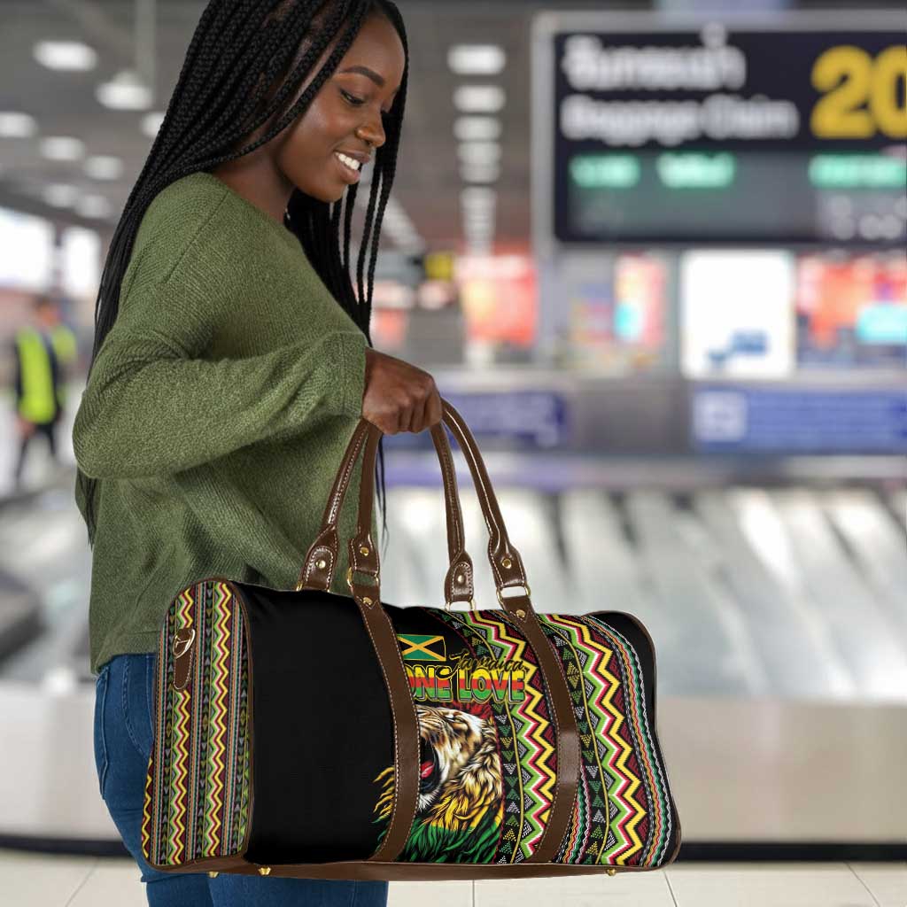 Jamaican Reggae-One Love Travel Bag Tribal African Pattern and Roaring Lion - Wonder Print Shop