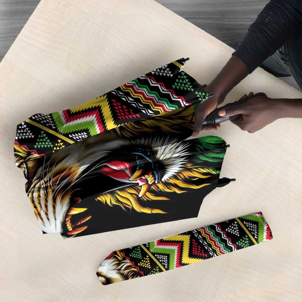 Jamaican Reggae-One Love Umbrella Tribal African Pattern and Roaring Lion - Wonder Print Shop
