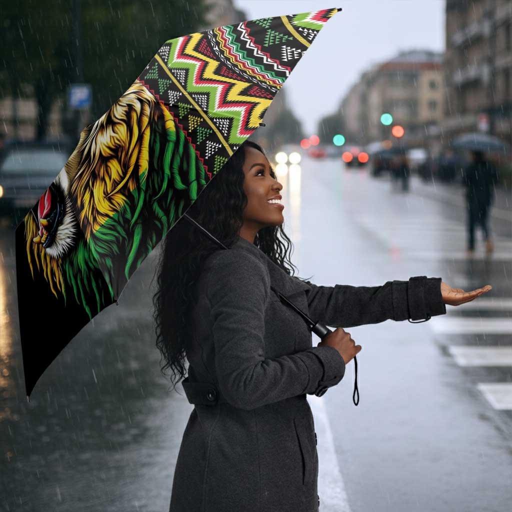 Jamaican Reggae-One Love Umbrella Tribal African Pattern and Roaring Lion - Wonder Print Shop