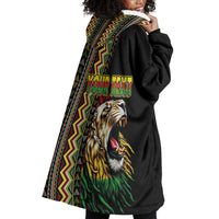 Personalized Jamaican Reggae-One Love Wearable Blanket Hoodie Tribal African Pattern and Roaring Lion - Wonder Print Shop