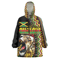 Personalized Jamaican Reggae-One Love Wearable Blanket Hoodie Tribal African Pattern and Roaring Lion - Wonder Print Shop