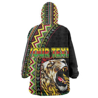 Personalized Jamaican Reggae-One Love Wearable Blanket Hoodie Tribal African Pattern and Roaring Lion - Wonder Print Shop