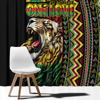 Jamaican Reggae-One Love Window Curtain Tribal African Pattern and Roaring Lion - Wonder Print Shop