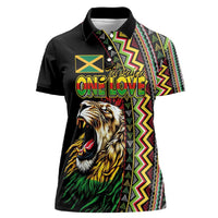 Personalized Jamaican Reggae-One Love Women Polo Shirt Tribal African Pattern and Roaring Lion LT03