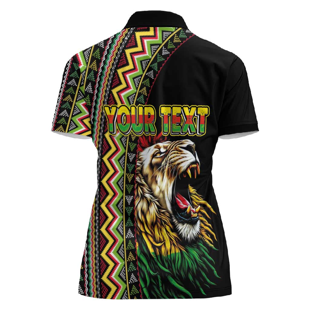 Personalized Jamaican Reggae-One Love Women Polo Shirt Tribal African Pattern and Roaring Lion LT03