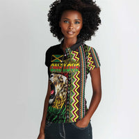 Personalized Jamaican Reggae-One Love Women Polo Shirt Tribal African Pattern and Roaring Lion LT03