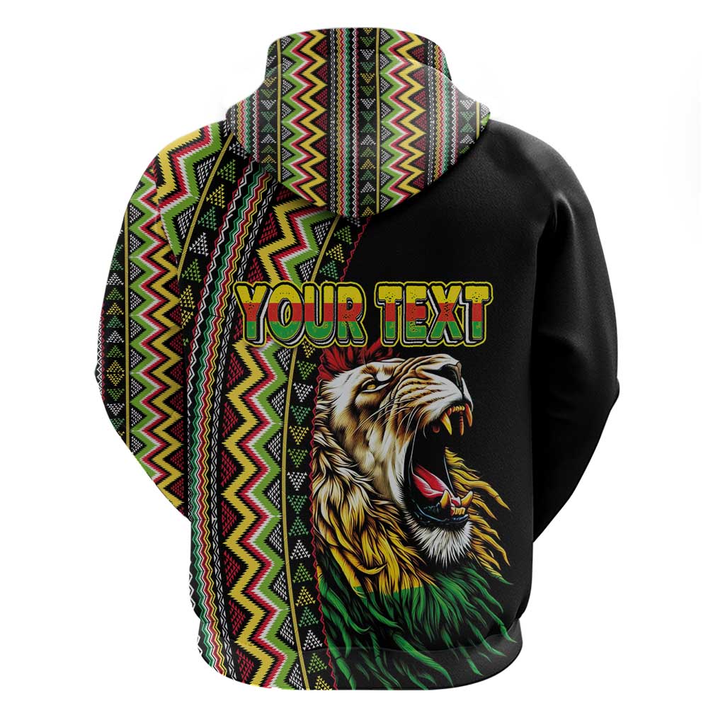 Personalized Jamaican Reggae-One Love Zip Hoodie Tribal African Pattern and Roaring Lion - Wonder Print Shop