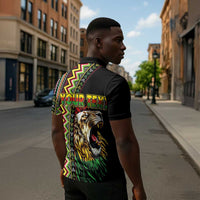 Personalized Jamaican Reggae-One Love Zipper Polo Shirt Tribal African Pattern and Roaring Lion - Wonder Print Shop