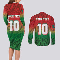 Custom Bangladesh Cricket-The Tigers Couples Matching Long Sleeve Bodycon Dress and Long Sleeve Button Shirt