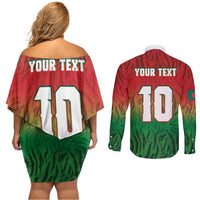 Custom Bangladesh Cricket-The Tigers Couples Matching Off Shoulder Short Dress and Long Sleeve Button Shirt
