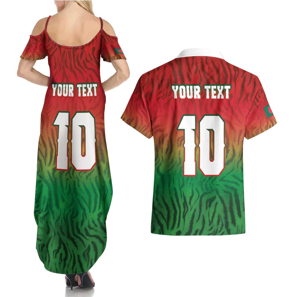 Custom Bangladesh Cricket-The Tigers Couples Matching Summer Maxi Dress and Hawaiian Shirt