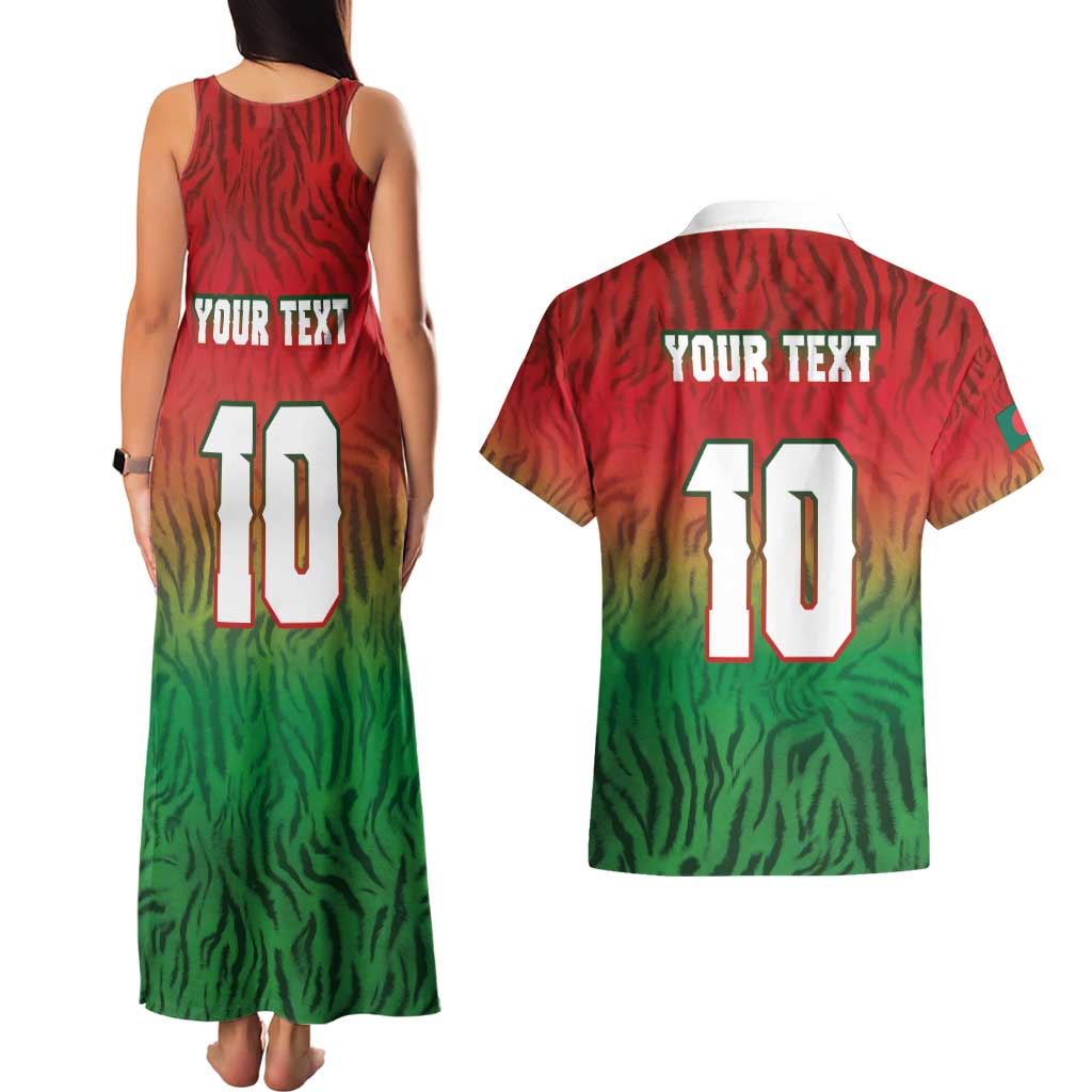 Custom Bangladesh Cricket-The Tigers Couples Matching Tank Maxi Dress and Hawaiian Shirt
