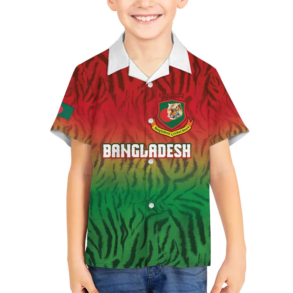 Custom Bangladesh Cricket-The Tigers Family Matching Long Sleeve Bodycon Dress and Hawaiian Shirt