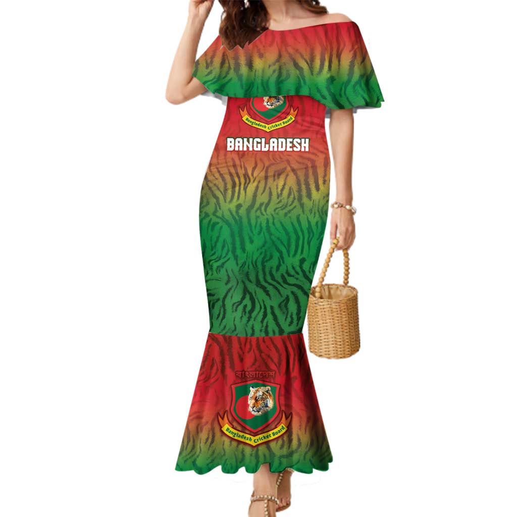 Custom Bangladesh Cricket-The Tigers Family Matching Mermaid Dress and Hawaiian Shirt