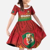 Custom Bangladesh Cricket-The Tigers Family Matching Off The Shoulder Long Sleeve Dress and Hawaiian Shirt