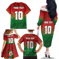 Custom Bangladesh Cricket-The Tigers Family Matching Off The Shoulder Long Sleeve Dress and Hawaiian Shirt