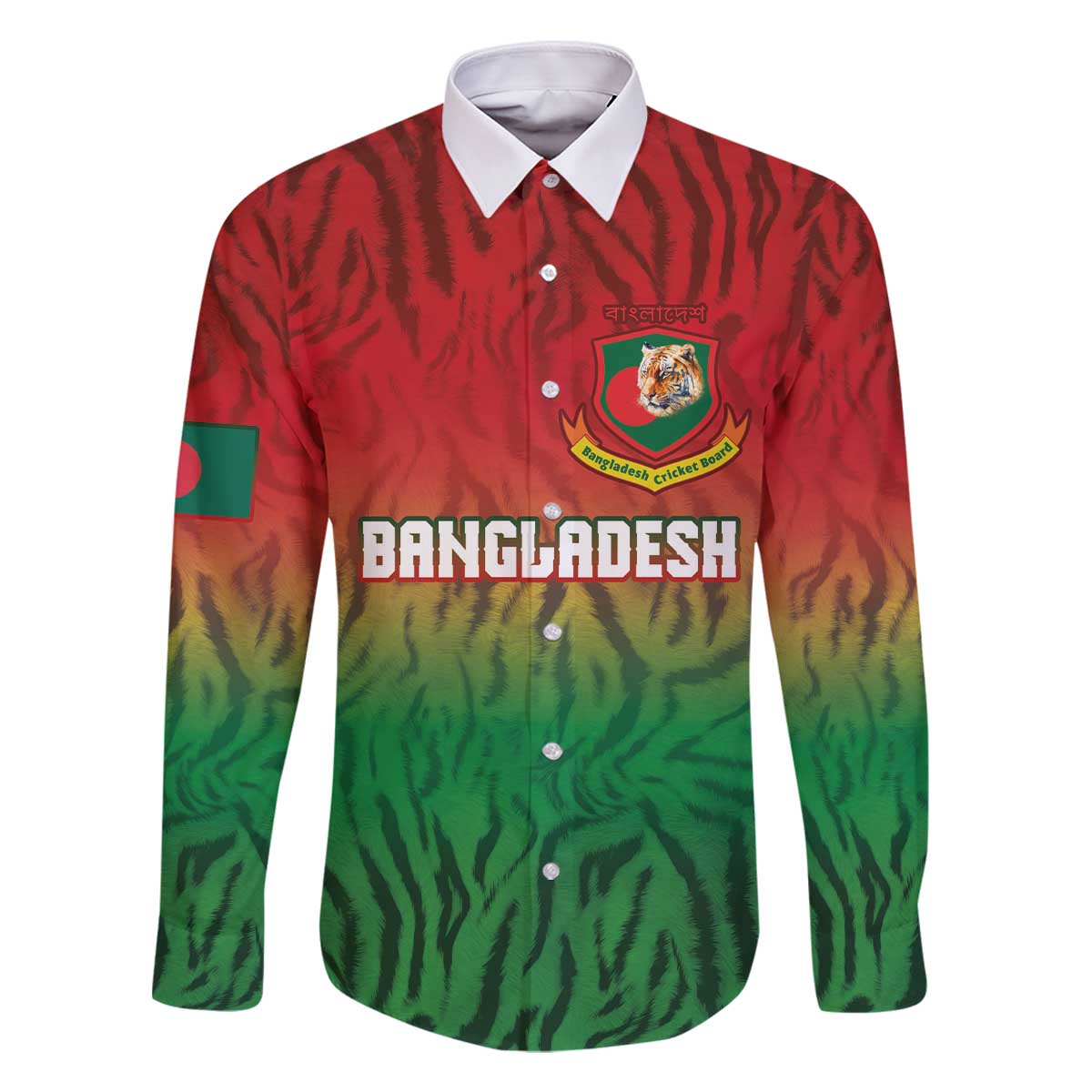 Custom Bangladesh Cricket-The Tigers Family Matching Off The Shoulder Long Sleeve Dress and Hawaiian Shirt