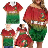 Custom Bangladesh Cricket-The Tigers Family Matching Off Shoulder Short Dress and Hawaiian Shirt