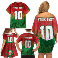 Custom Bangladesh Cricket-The Tigers Family Matching Off Shoulder Short Dress and Hawaiian Shirt