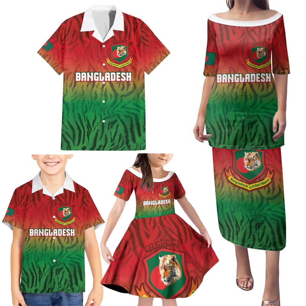 Custom Bangladesh Cricket-The Tigers Family Matching Puletasi and Hawaiian Shirt