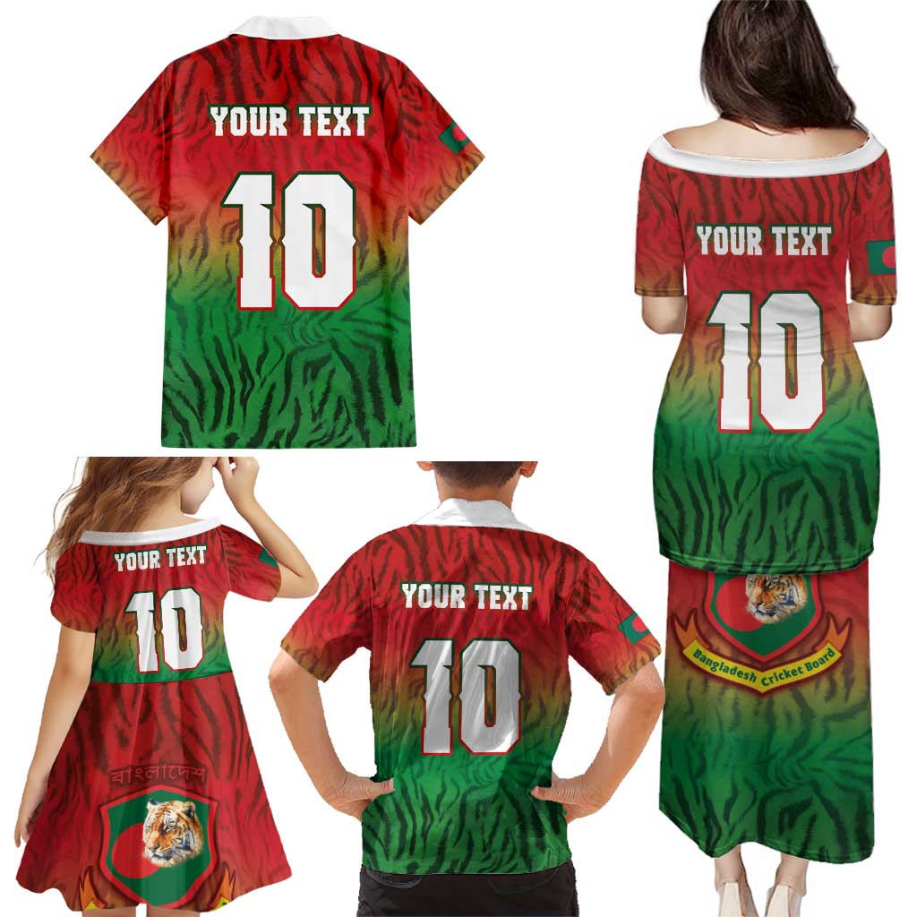 Custom Bangladesh Cricket-The Tigers Family Matching Puletasi and Hawaiian Shirt