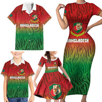 Custom Bangladesh Cricket-The Tigers Family Matching Short Sleeve Bodycon Dress and Hawaiian Shirt