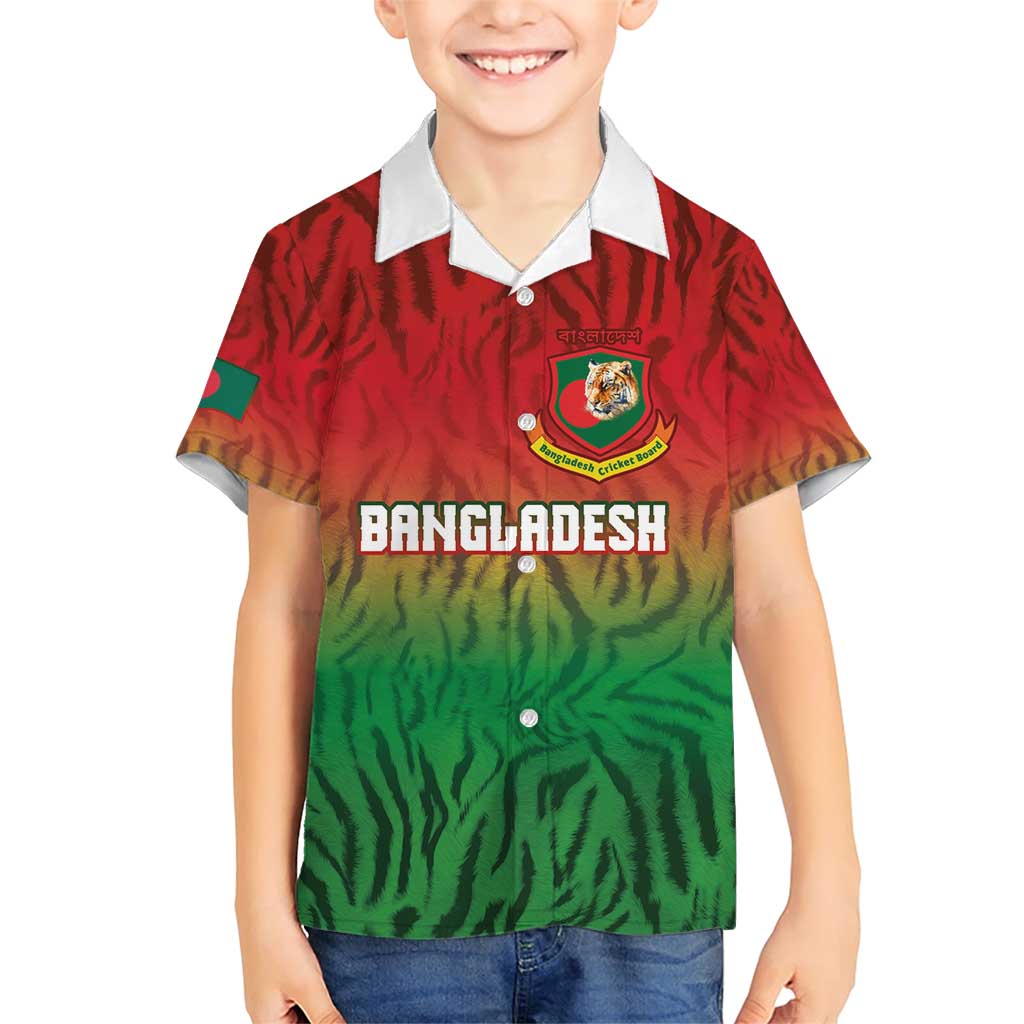 Custom Bangladesh Cricket-The Tigers Family Matching Short Sleeve Bodycon Dress and Hawaiian Shirt