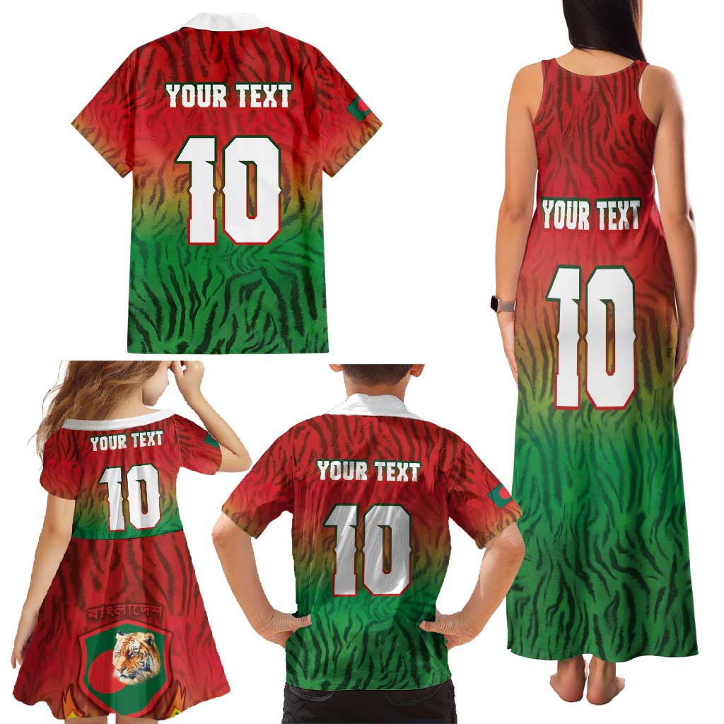 Custom Bangladesh Cricket-The Tigers Family Matching Tank Maxi Dress and Hawaiian Shirt