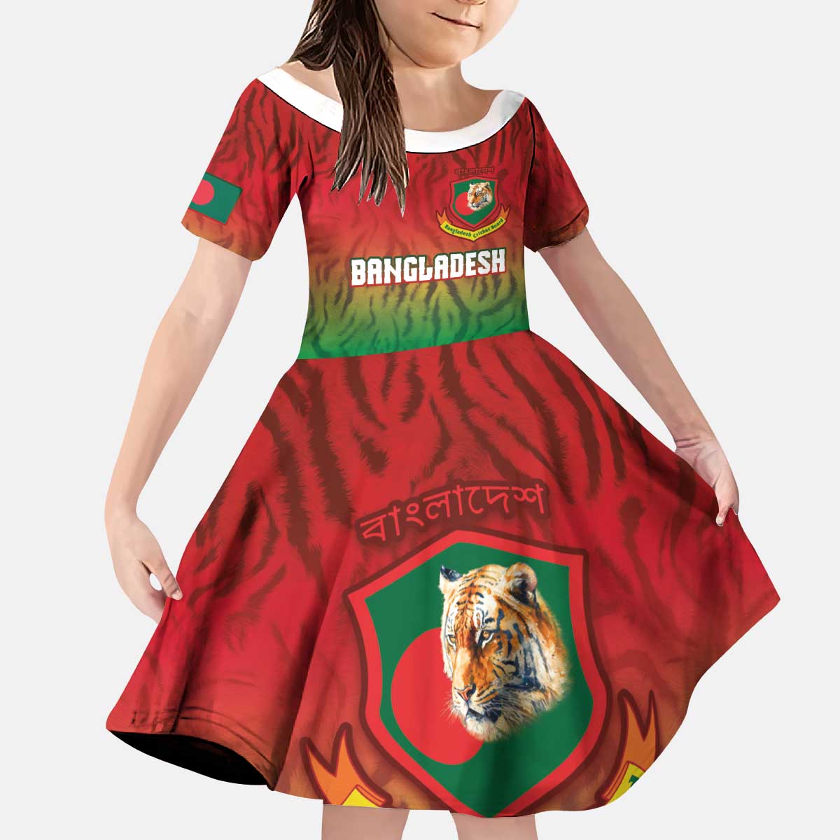 Custom Bangladesh Cricket-The Tigers Kid Short Sleeve Dress