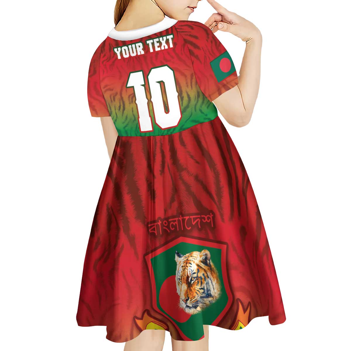 Custom Bangladesh Cricket-The Tigers Kid Short Sleeve Dress
