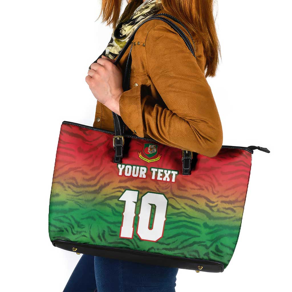Custom Bangladesh Cricket-The Tigers Leather Tote Bag