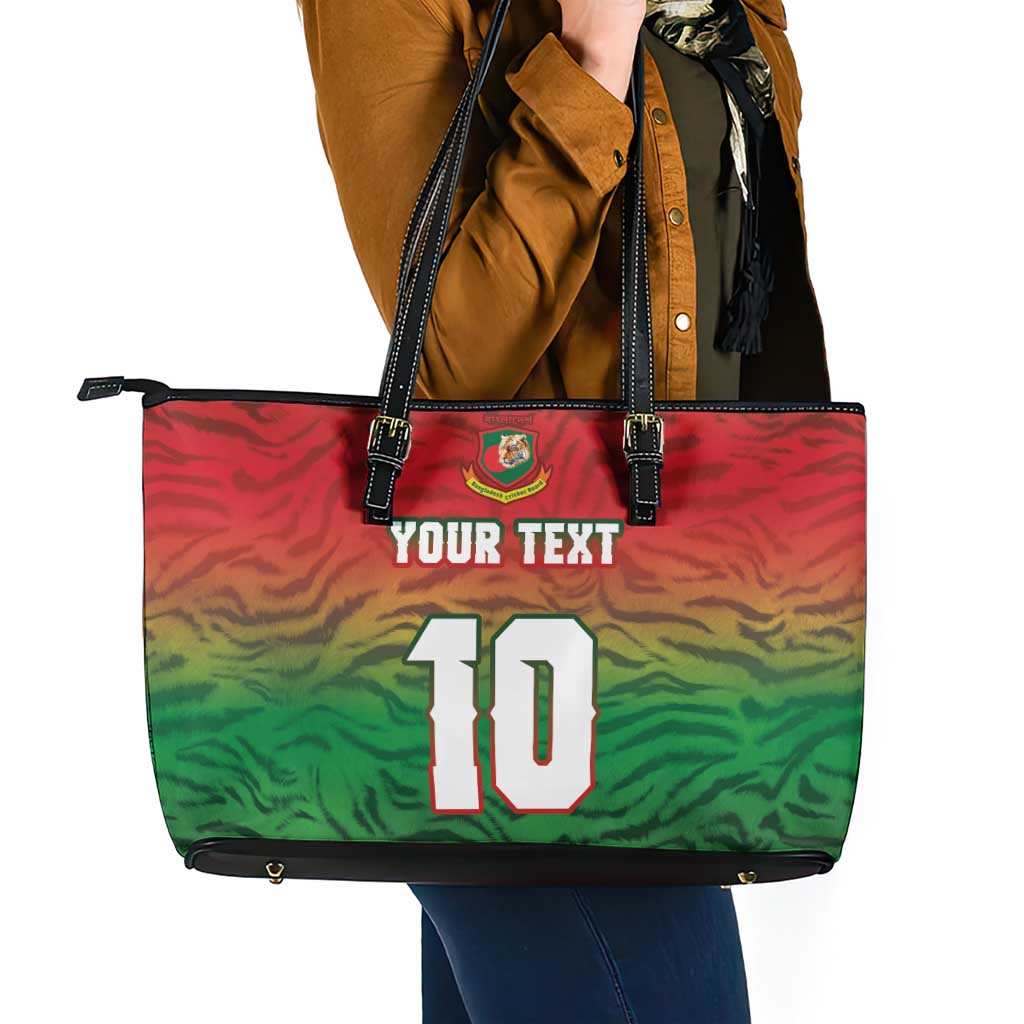 Custom Bangladesh Cricket-The Tigers Leather Tote Bag