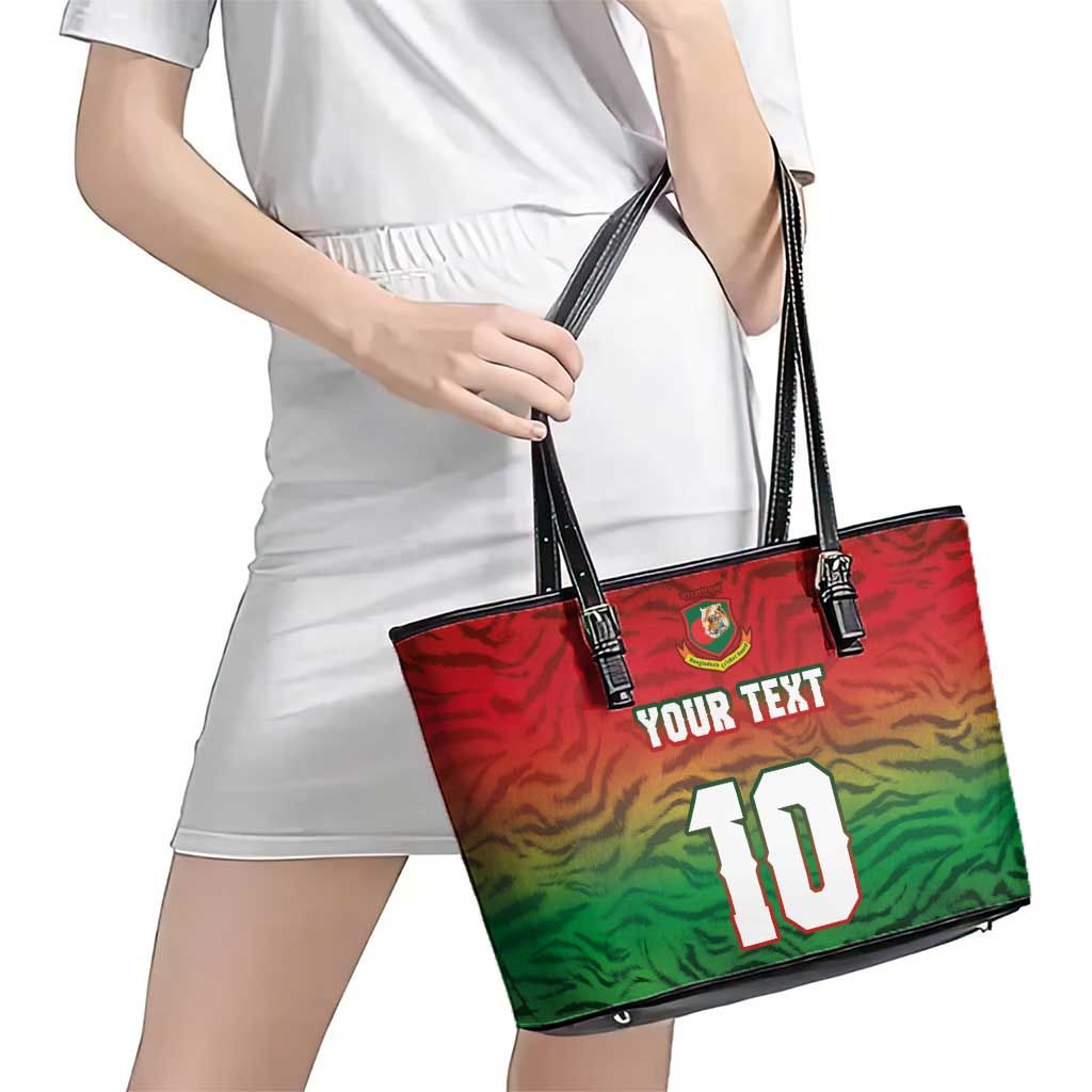 Custom Bangladesh Cricket-The Tigers Leather Tote Bag