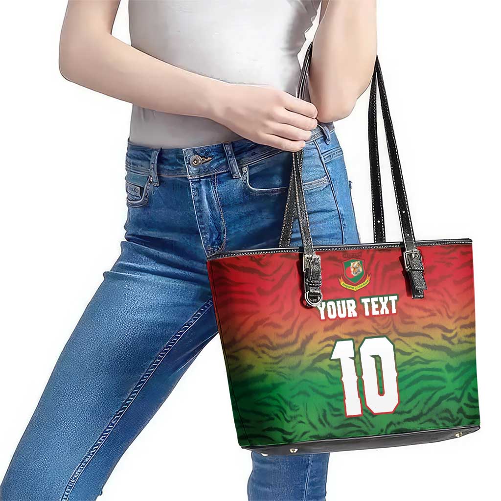Custom Bangladesh Cricket-The Tigers Leather Tote Bag