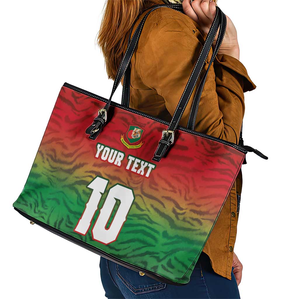 Custom Bangladesh Cricket-The Tigers Leather Tote Bag