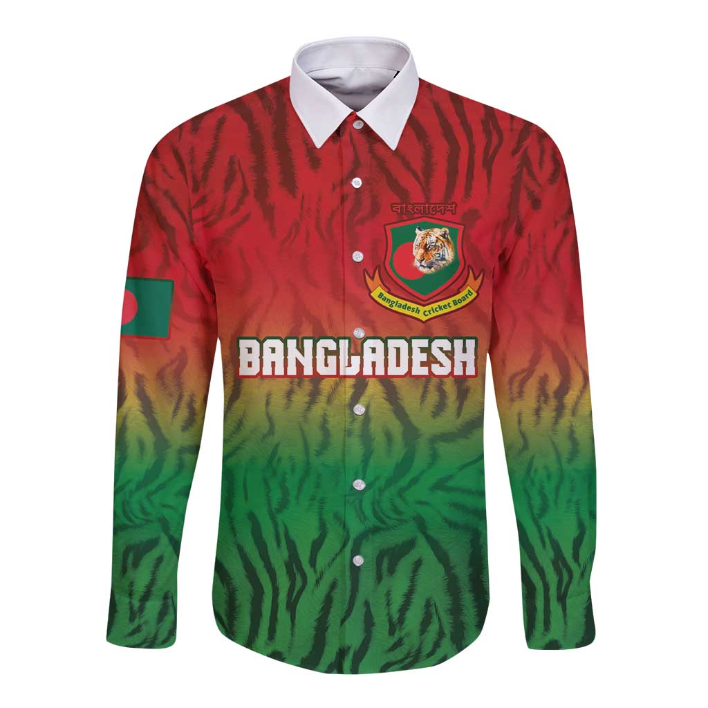 Custom Bangladesh Cricket-The Tigers Long Sleeve Button Shirt