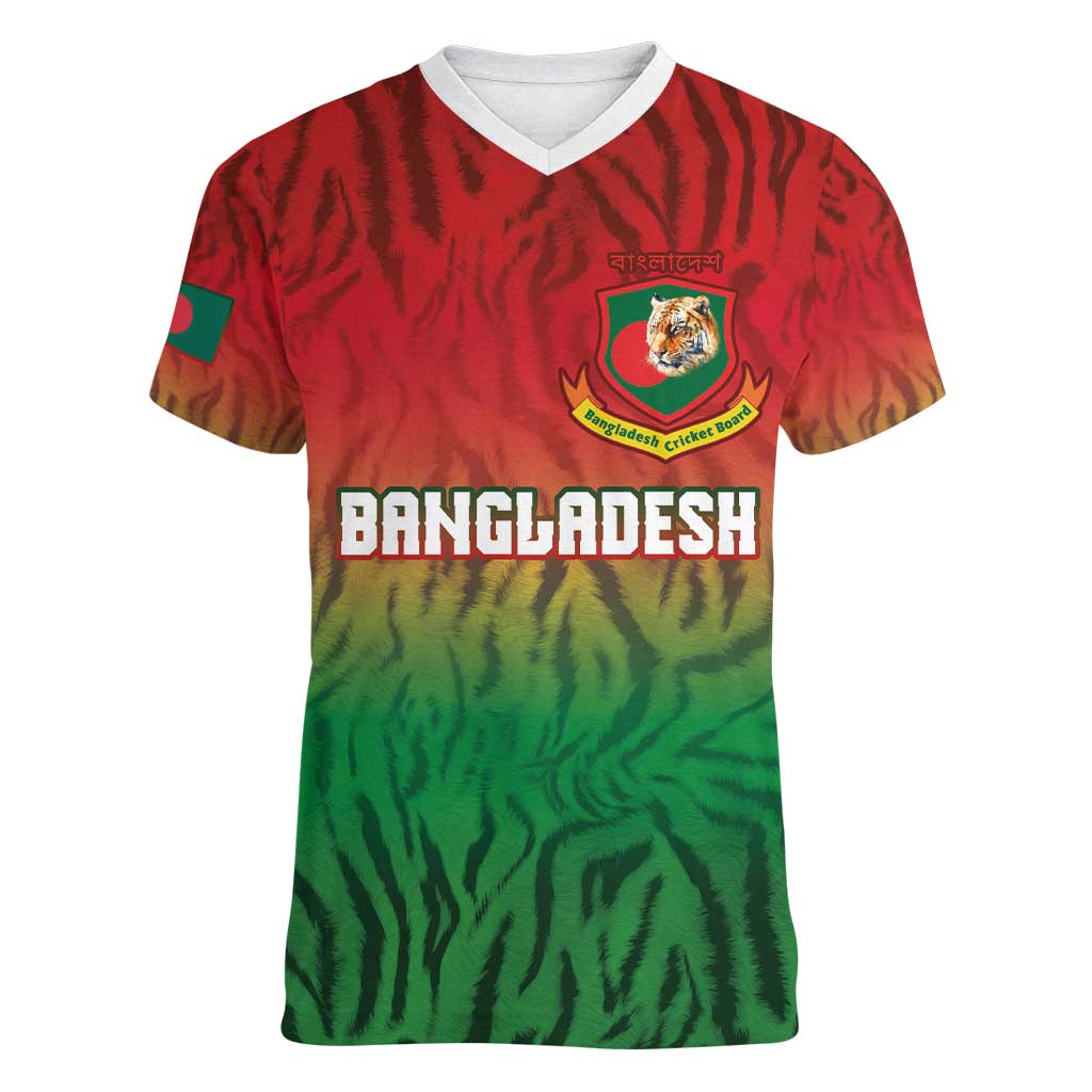 Custom Bangladesh Cricket-The Tigers Women V-Neck T-Shirt