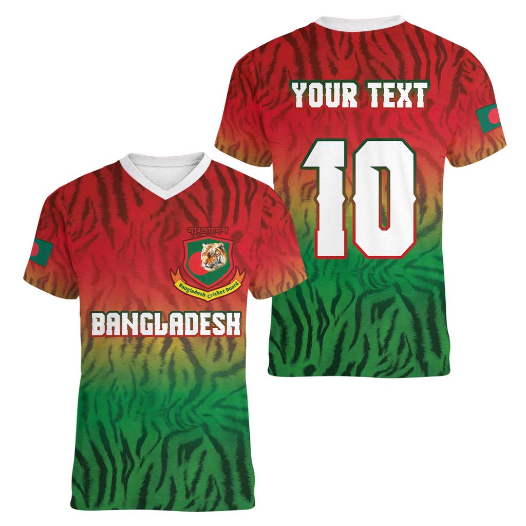 Custom Bangladesh Cricket-The Tigers Women V-Neck T-Shirt