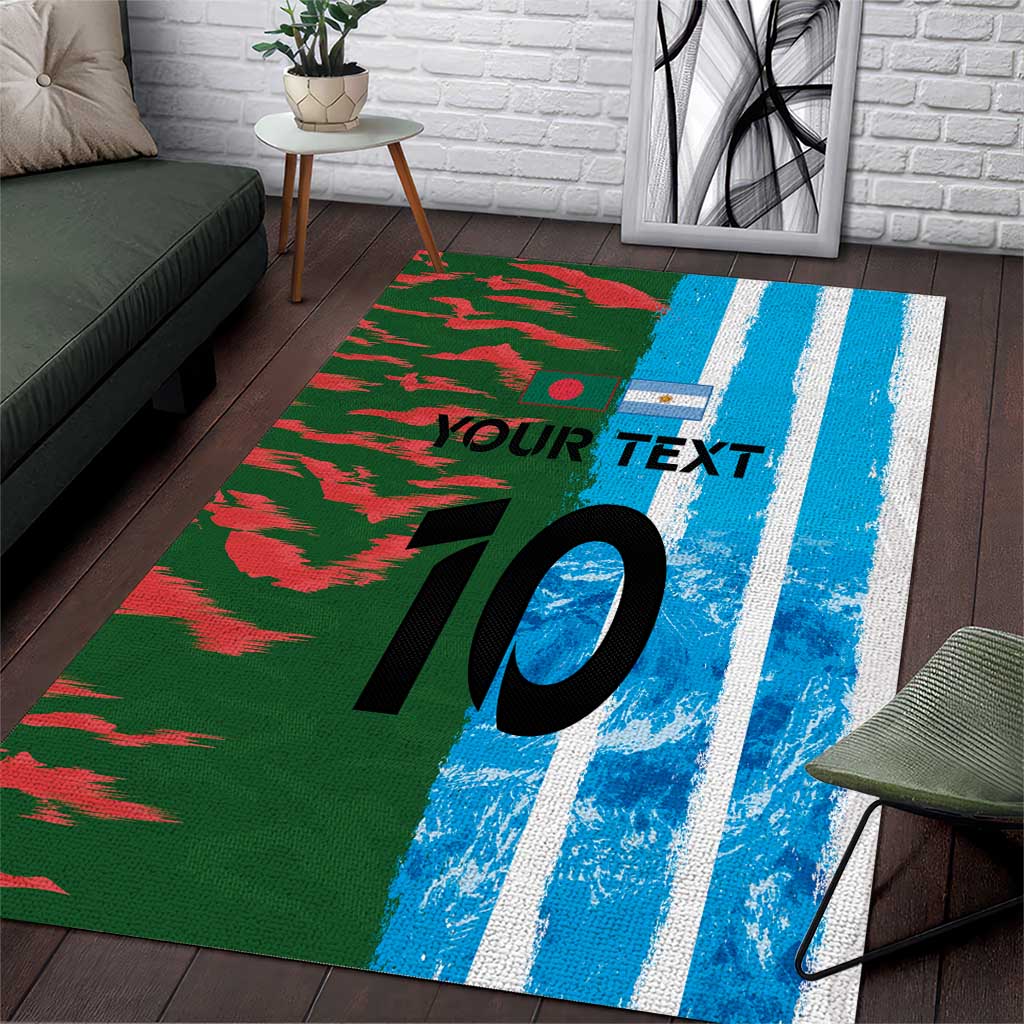 Custom Bangladesh and Argentina Football Half Style Area Rug