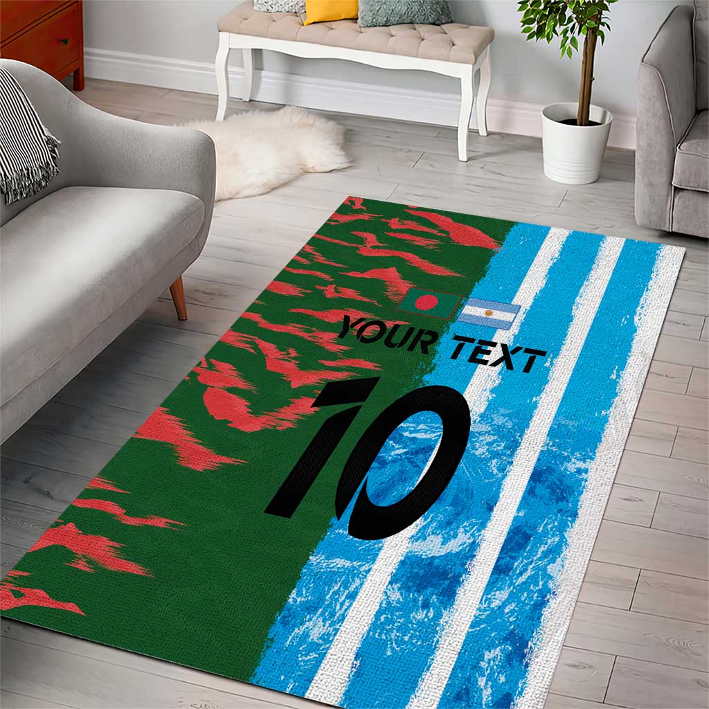Custom Bangladesh and Argentina Football Half Style Area Rug