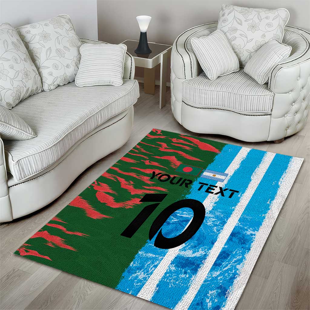 Custom Bangladesh and Argentina Football Half Style Area Rug