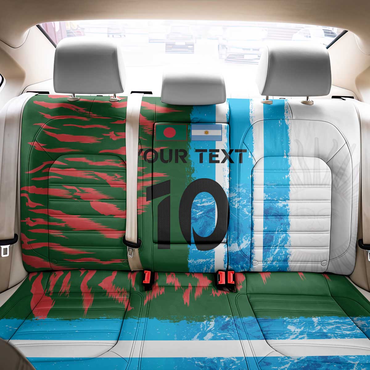 Custom Bangladesh and Argentina Football Half Style Back Car Seat Cover