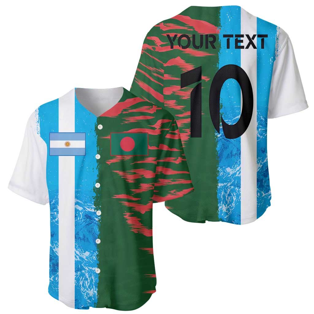 Custom Bangladesh and Argentina Football Half Style Baseball Jersey