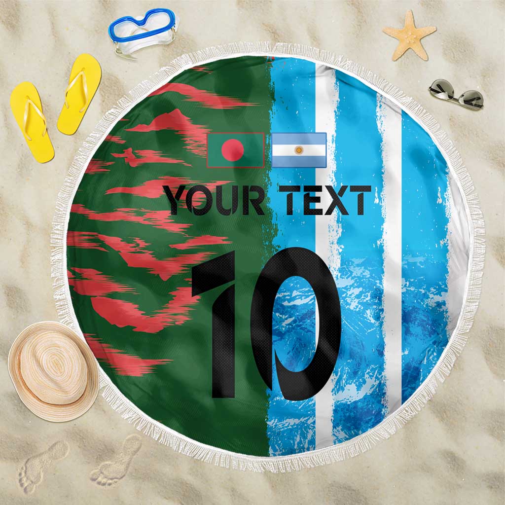 Custom Bangladesh and Argentina Football Half Style Beach Blanket