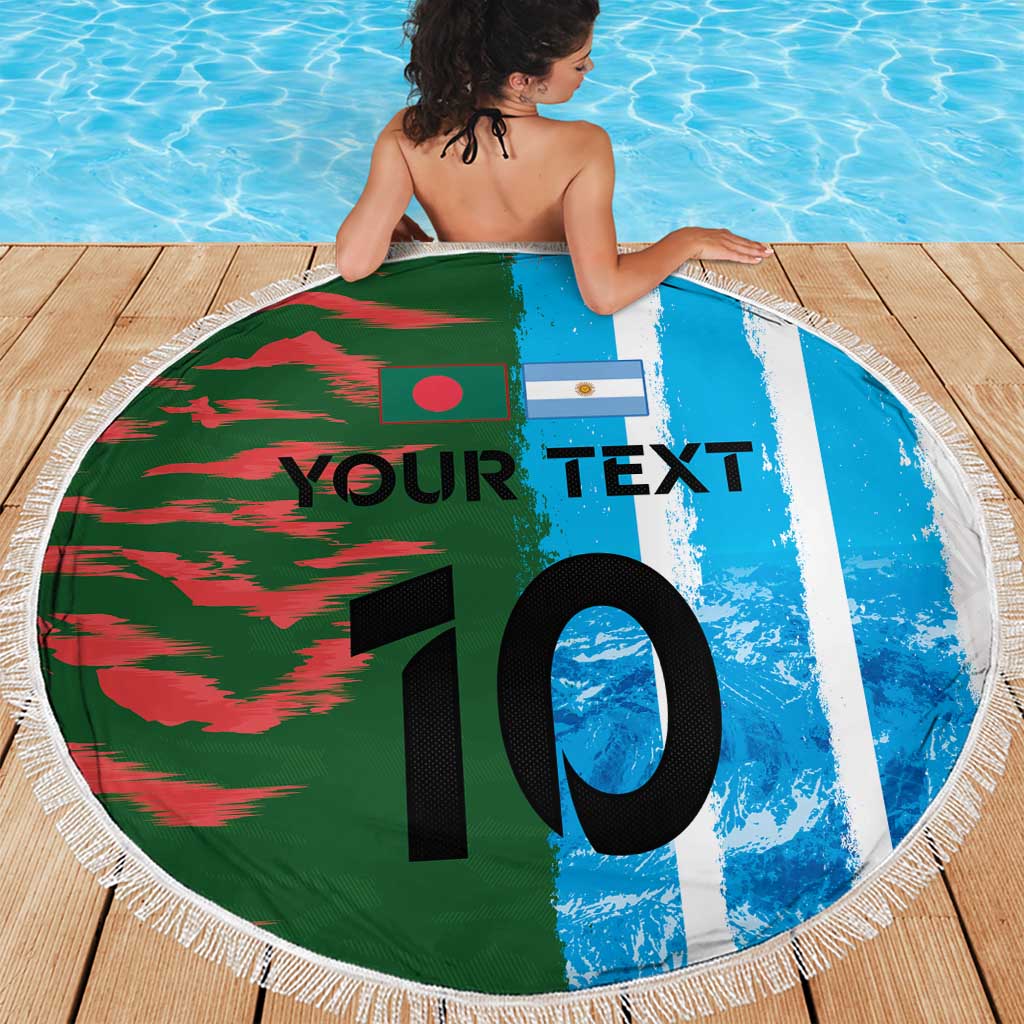 Custom Bangladesh and Argentina Football Half Style Beach Blanket